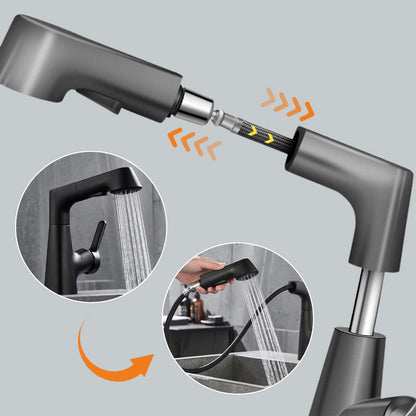 Chrome Kitchen Faucet With Pull Out Spray Nozzle