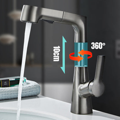 Chrome Kitchen Faucet With Pull Out Spray Nozzle