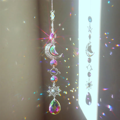 Beautiful Crystal Wind Chime Sun Catcher Moon Decor