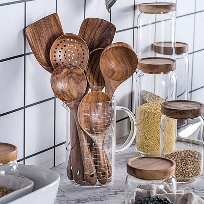 Natural Teak 7-Piece Kitchen Tool Set