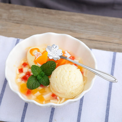 Stainless Steel Teaspoon Set with Floral Pattern