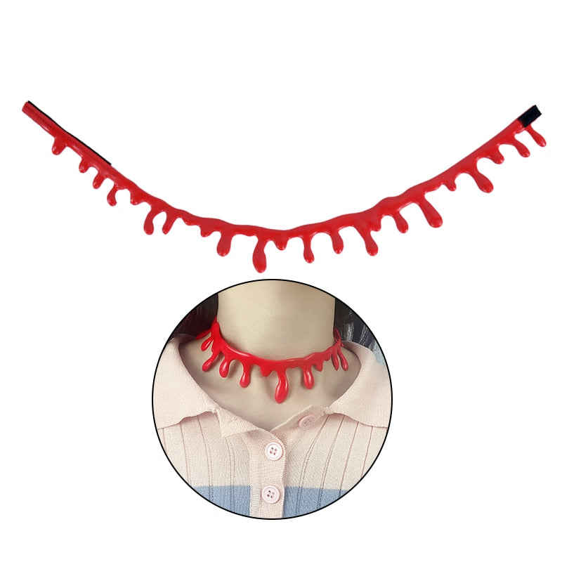 Spooky Blood Drop Gothic Pendant Necklace