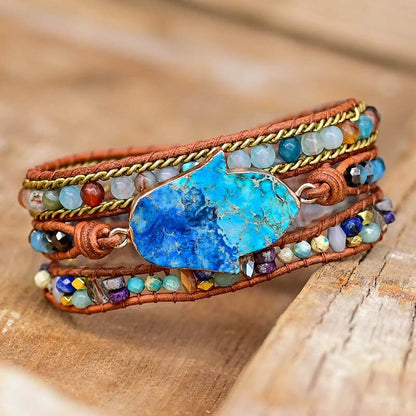 Beautiful Blue Hamsa Charm Wrap Bracelet