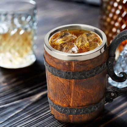 Rustic Vintage Wood Stainless Steel Coffee Mug