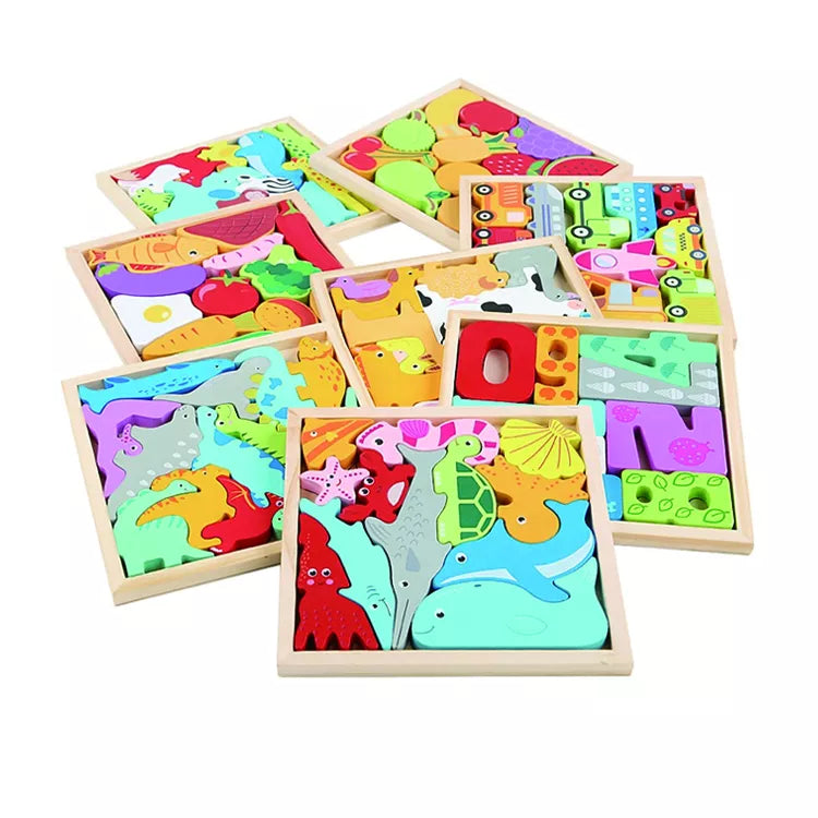 Wooden Brain Teaser Puzzle Set (3 Pieces)