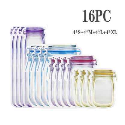 Clear Reusable Plastic Jar Storage Pouches