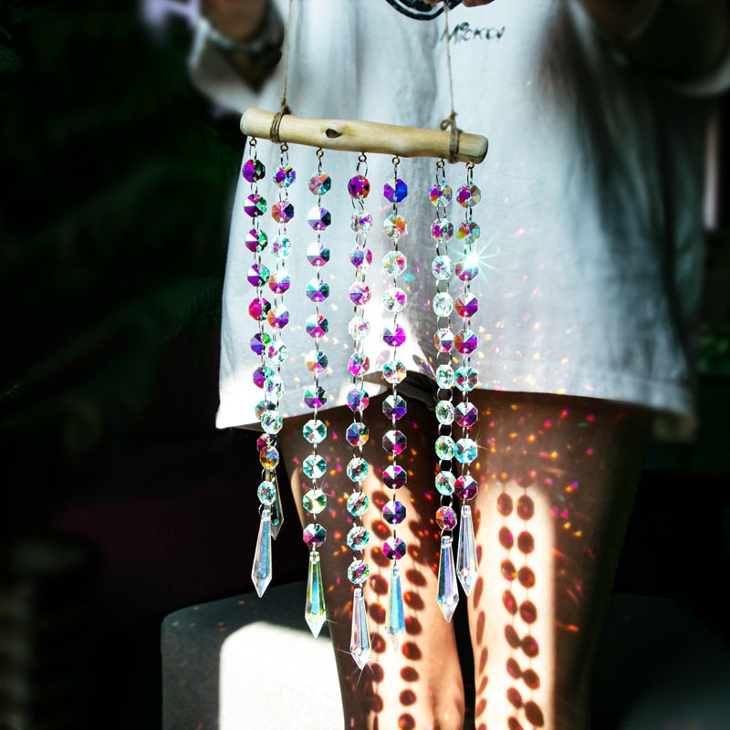 Sparkling Crystal Glass Window Wind Chime Decor