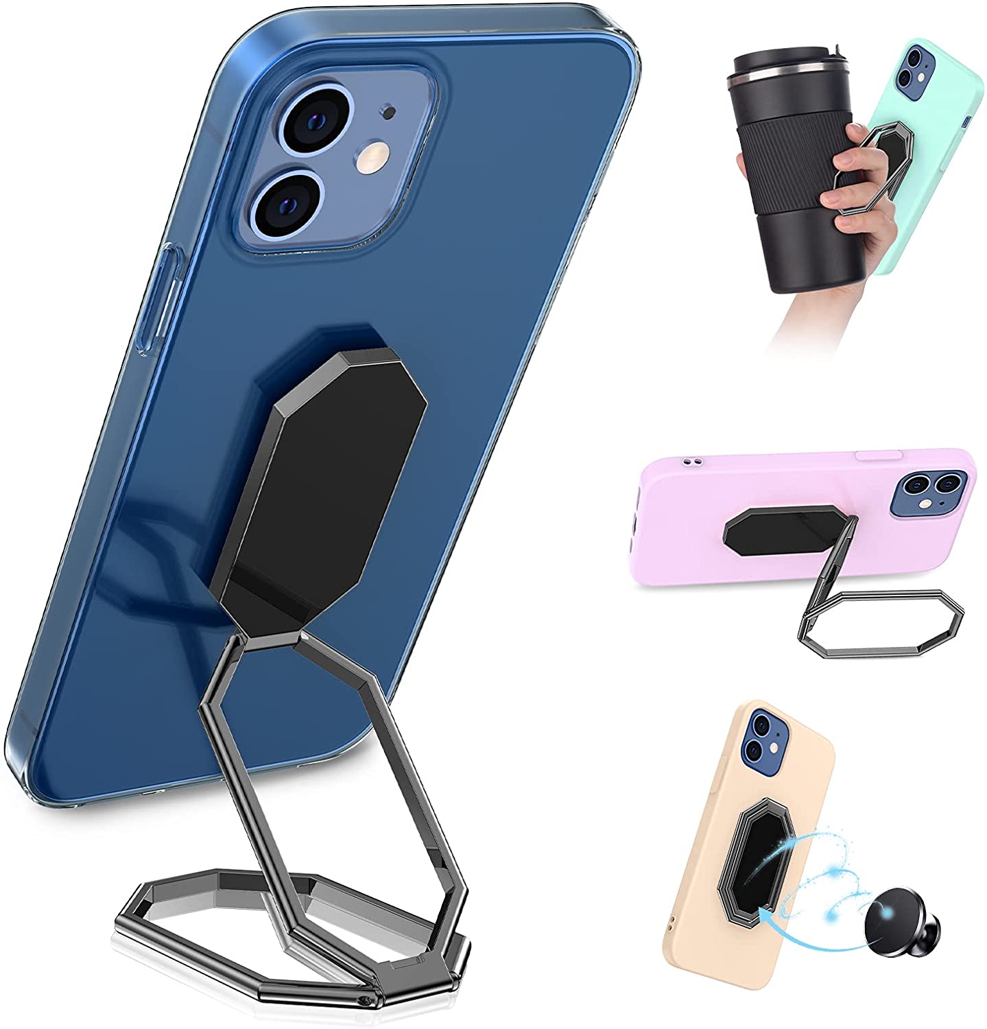 Sturdy Metal Phone Stand with 8-Sided Base
