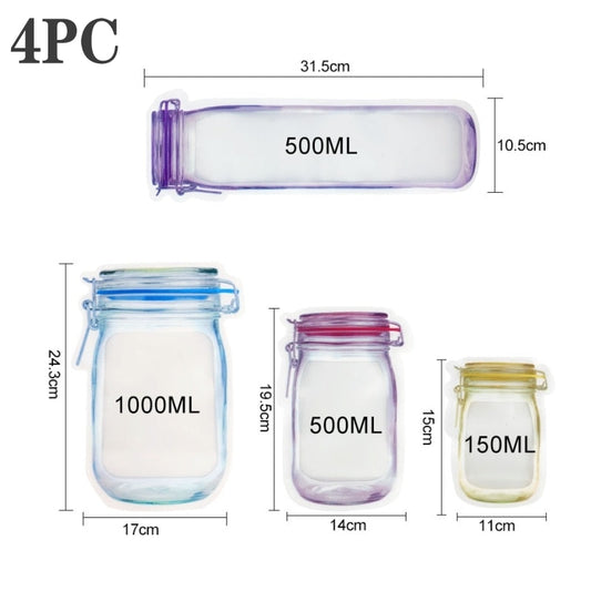 Clear Reusable Plastic Jar Storage Pouches - Befez