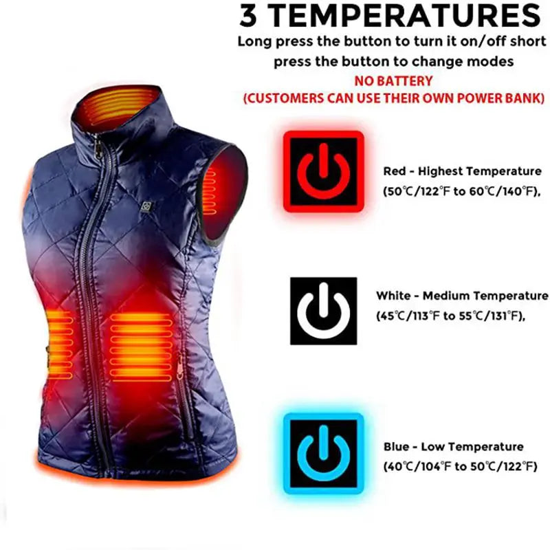 Warm Women's Heated Vest with USB Charging
