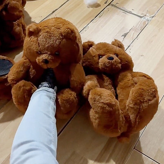 Cozy Fuzzy Bear Claw House Slippers - Befez