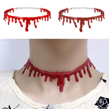 Spooky Blood Drop Gothic Pendant Necklace
