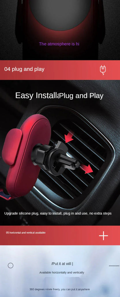 Compact Wireless Car Charger with Auto Sensor