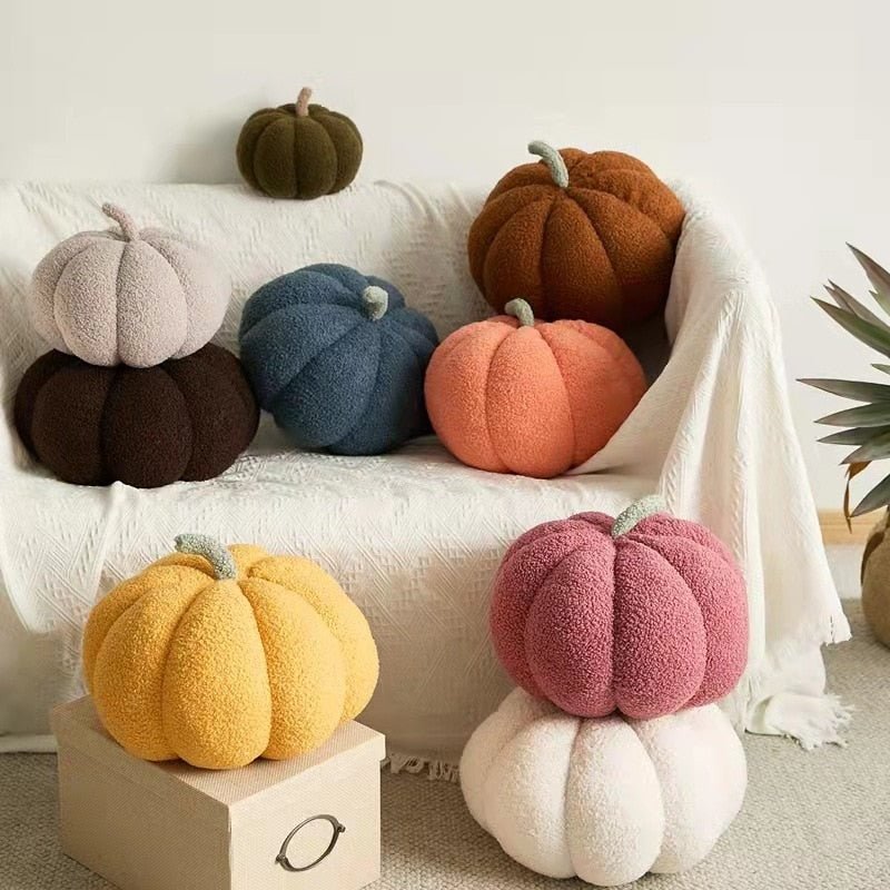 Plush Fall Pumpkin Throw Pillow