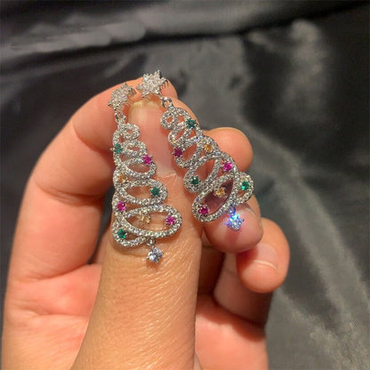 Small Sparkling Xmas Tree Stud Earrings