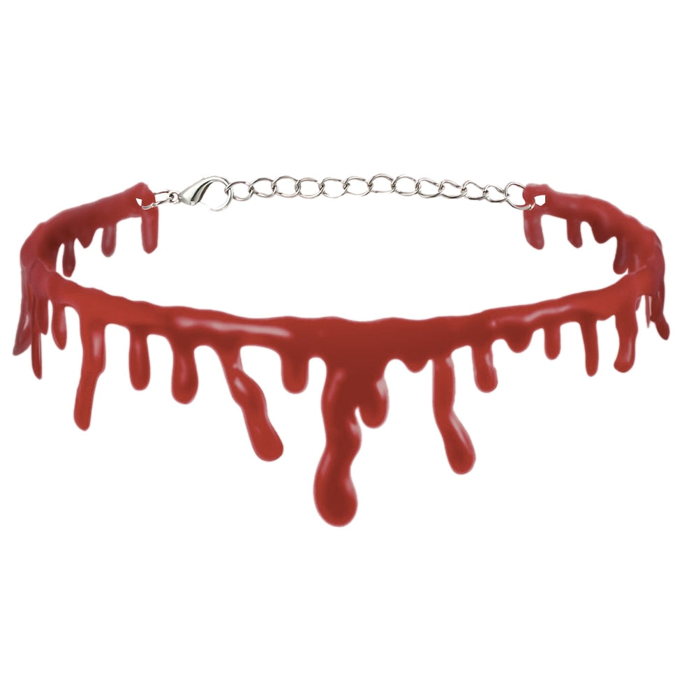 Spooky Blood Drop Gothic Pendant Necklace