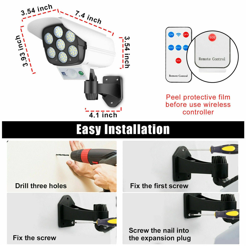 Outdoor Fake Security Camera with LED Light