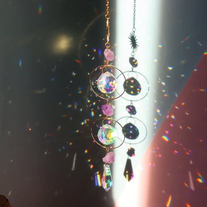 Beautiful Crystal Wind Chime Sun Catcher Moon Decor