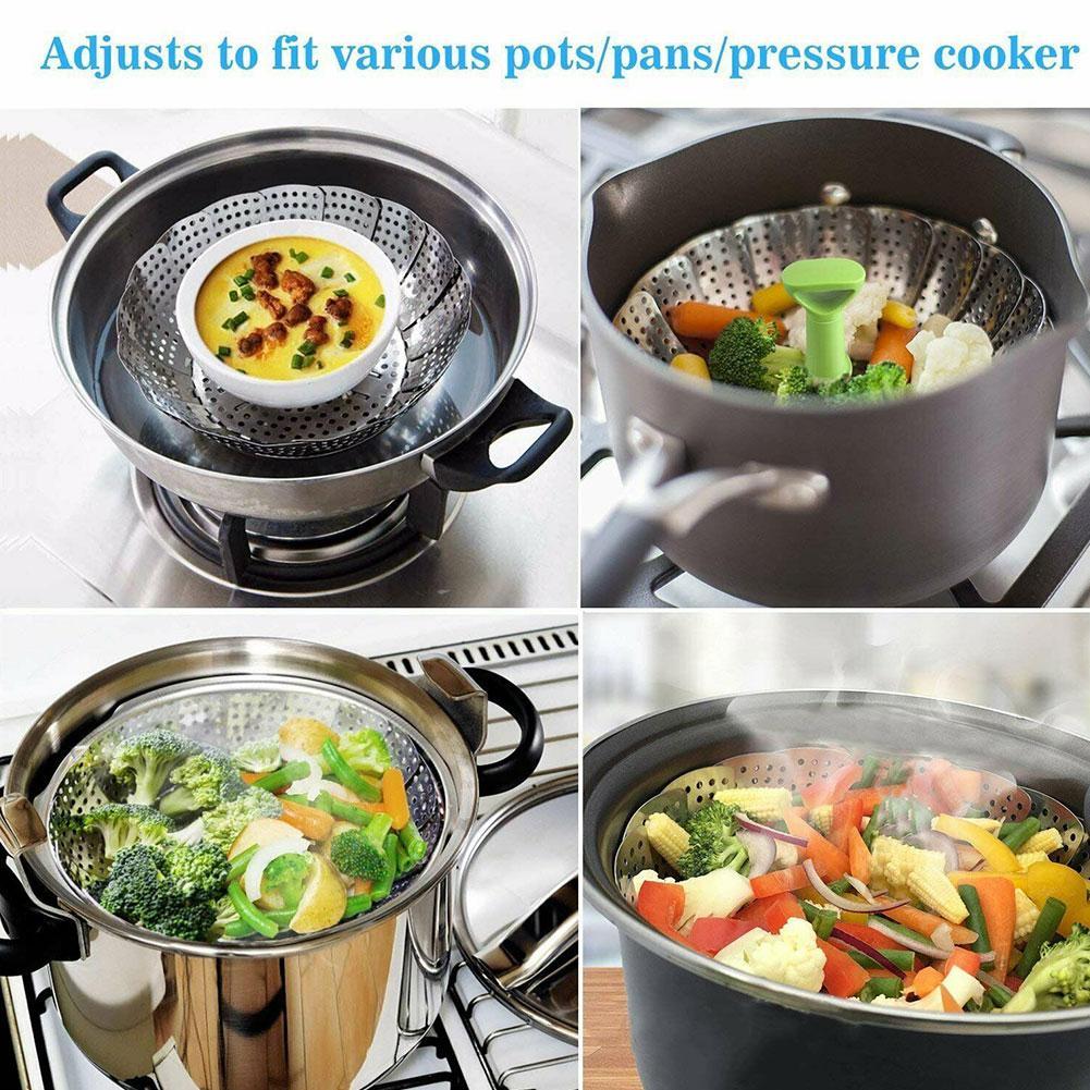 Premium Foldable Metal Veggie Steamer Basket
