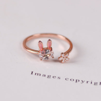 Sparkling Lucky Bunny Charm Ring
