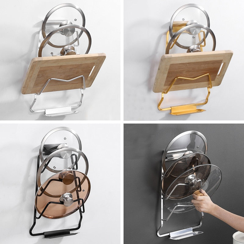 Sturdy Wall Mount Pot Lid Organizer Rack