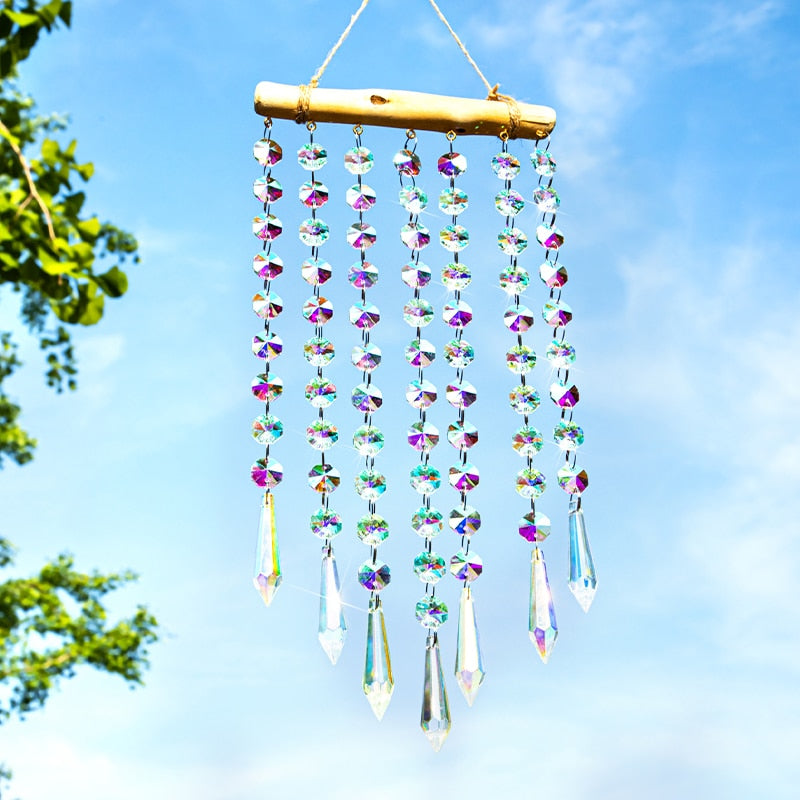 Sparkling Crystal Glass Window Wind Chime Decor