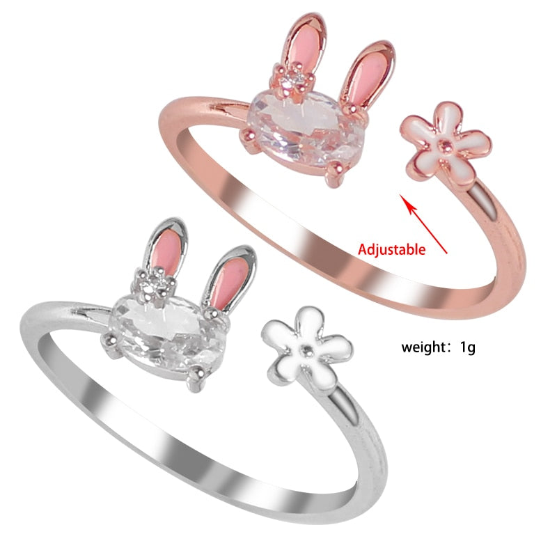 Sparkling Lucky Bunny Charm Ring