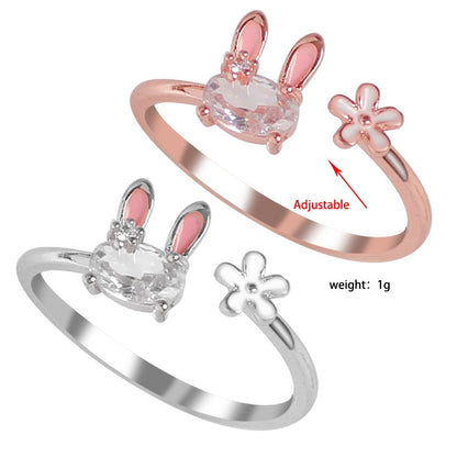 Sparkling Lucky Bunny Charm Ring
