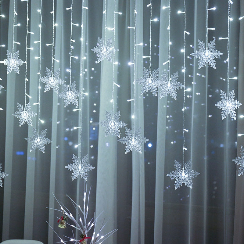 Colorful LED Snowflake String Lights