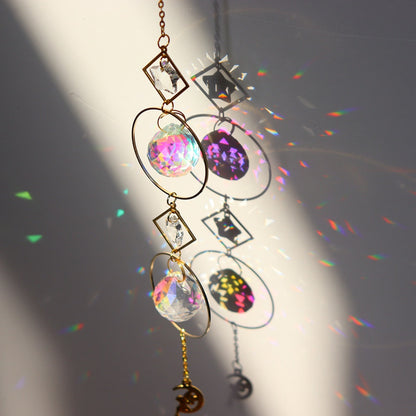Beautiful Crystal Wind Chime Sun Catcher Moon Decor