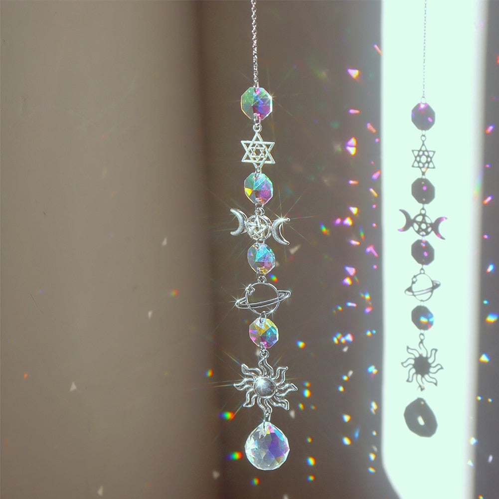 Beautiful Crystal Wind Chime Sun Catcher Moon Decor - Befez