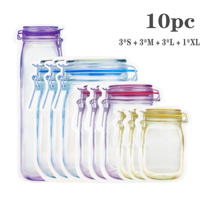 Clear Reusable Plastic Jar Storage Pouches