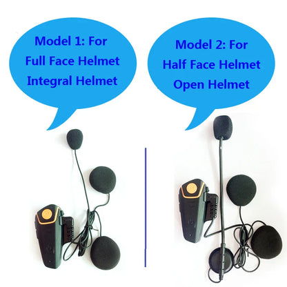 Waterproof Motorcycle Intercom with Bluetooth and Long Range