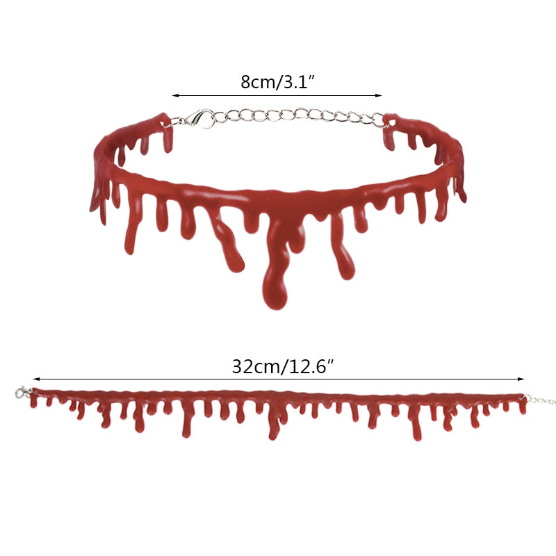 Spooky Blood Drop Gothic Pendant Necklace