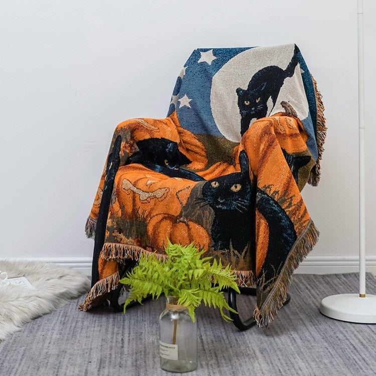 Cozy Autumn Pumpkin Throw Blanket