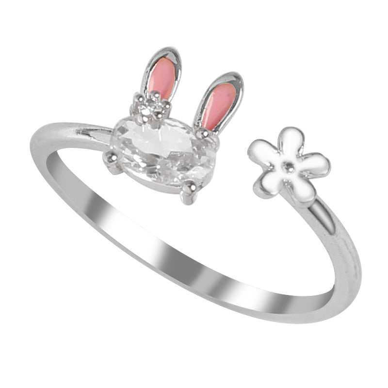 Sparkling Lucky Bunny Charm Ring