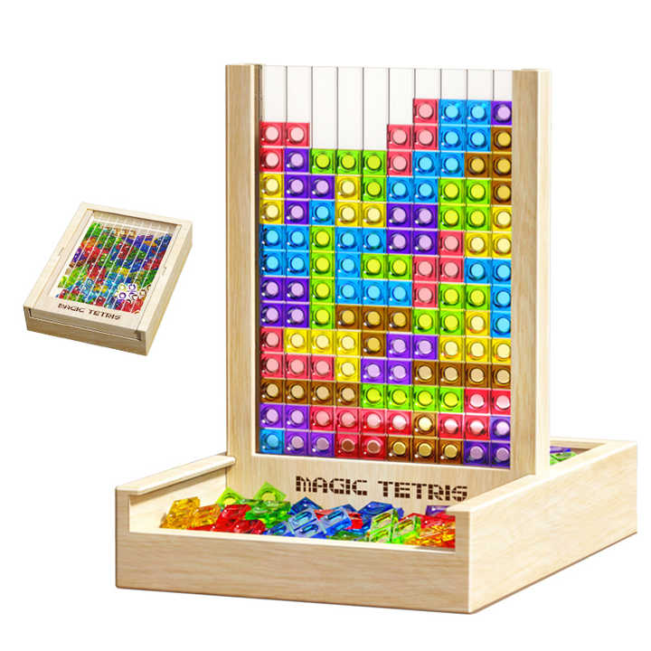 Classic Wooden Tetris Puzzle Game