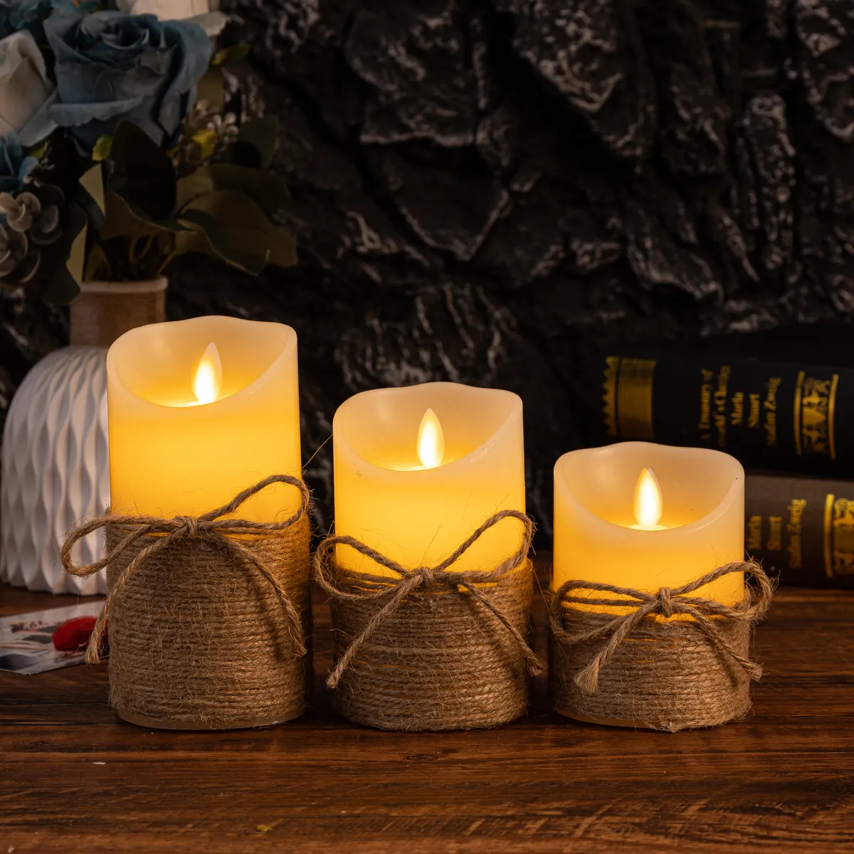 Warm White Flicker LED Candles with Realistic Wax Look