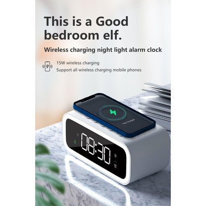 Compact Dual Alarm Clock with Wireless Charging
