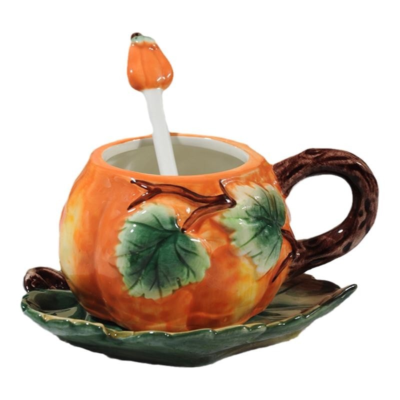 Colorful Fall Pumpkin Coffee Mug Set