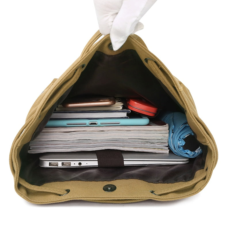 Spacious Durable Canvas Hiking Travel Backpack