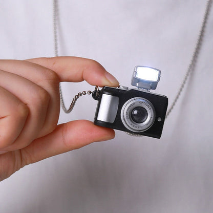 Retro Camera Flashlight Pendant Necklace