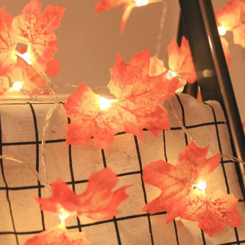 Colorful Fall Leaf String Lights