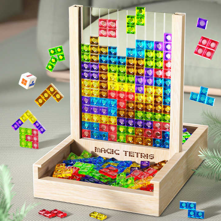 Classic Wooden Tetris Puzzle Game