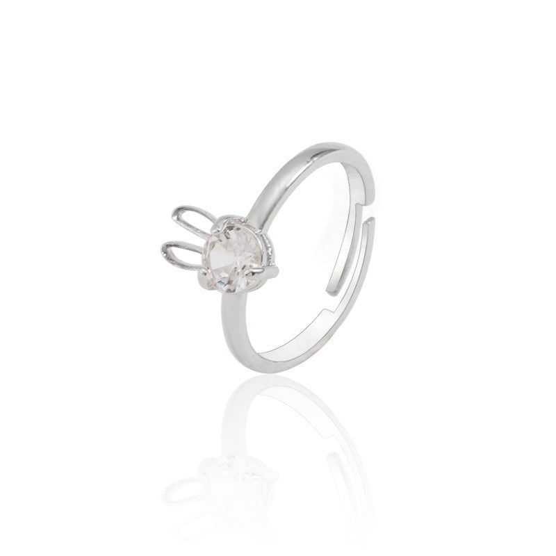 Sparkling Lucky Bunny Charm Ring