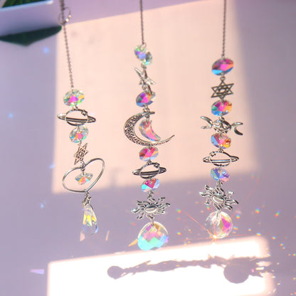 Beautiful Crystal Wind Chime Sun Catcher Moon Decor