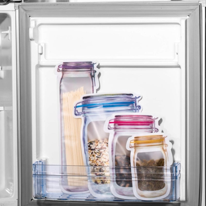 Clear Reusable Plastic Jar Storage Pouches