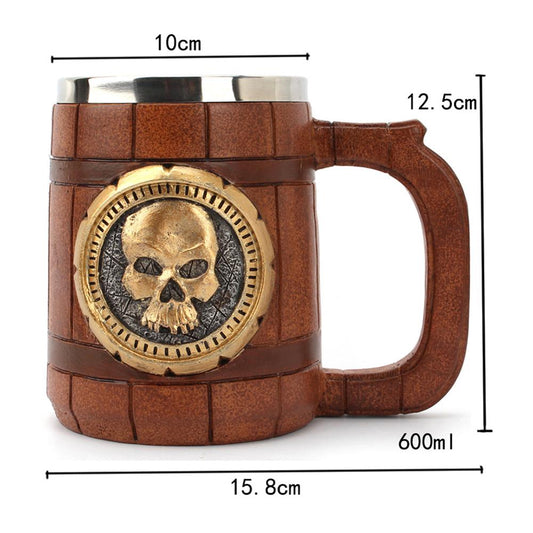 Rustic Vintage Wood Stainless Steel Coffee Mug - Befez