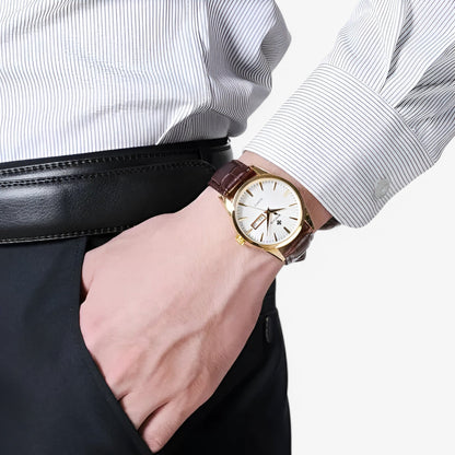 Stylish Leather Mens Watch - Elegant Accessory