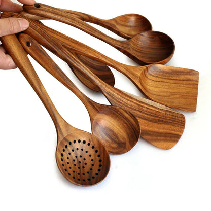 Natural Teak 7-Piece Kitchen Tool Set